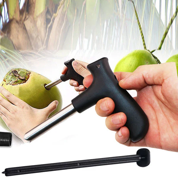 Stainless steel coconut opener tool with sharp driller